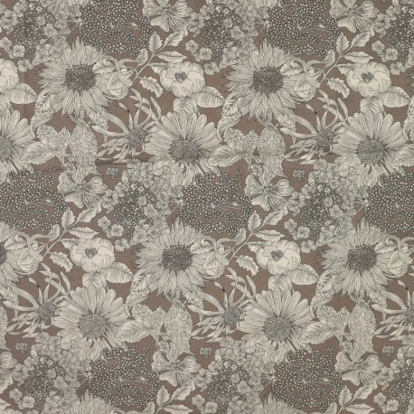 Tissu Tencel Lin Imprimé Kaki