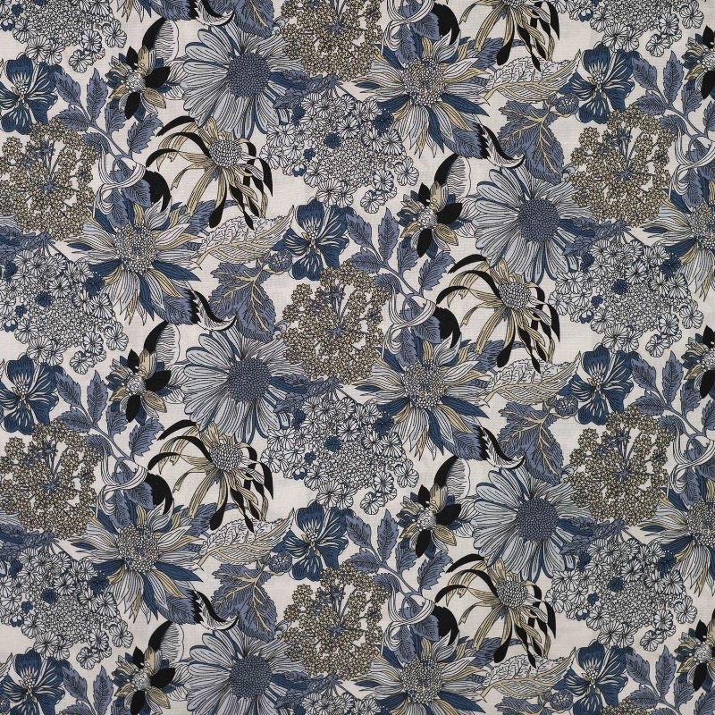 Tissu Tencel Lin Imprimé Bleu