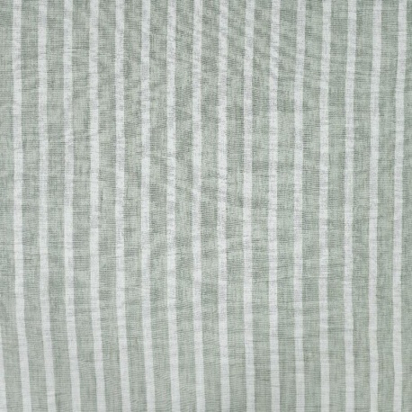 Tissu Effet Lin Rayure Kaki