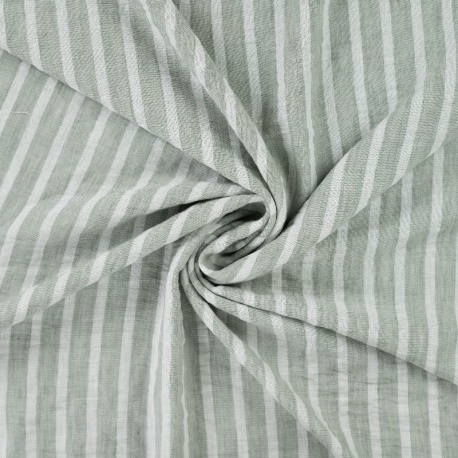 Tissu Effet Lin Rayure Kaki