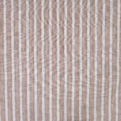 Tissu Effet Lin Rayure Taupe