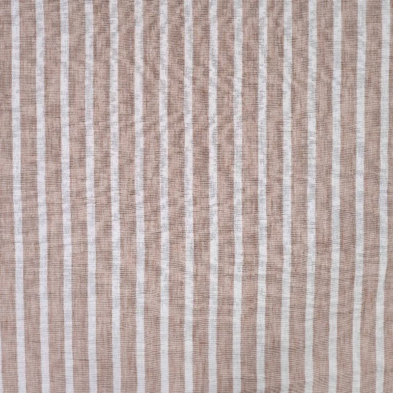 Tissu Effet Lin Rayure Taupe