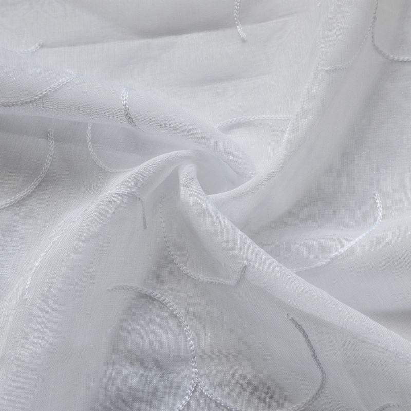 Tissu Etamine Brodée Foch Arc Cercle Blanc