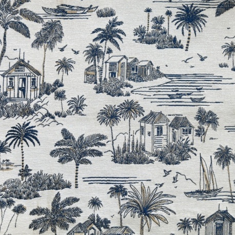 Tissu Jacquard Rivage Bleu