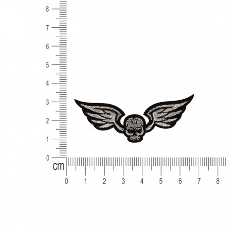 Ecusson tete de mort avec ailes - Argent