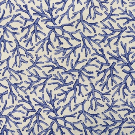 Tissu Imprimé Coralium Bleu