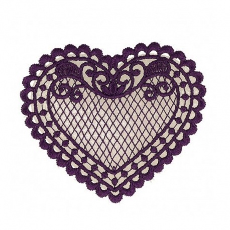 Ecusson coeur dentelle - Violet