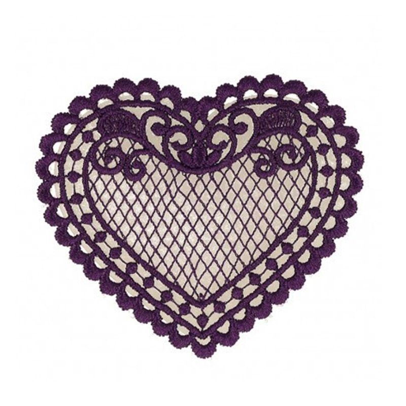 Ecusson coeur dentelle - Violet