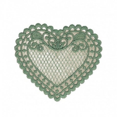 Ecusson coeur dentelle - Vert