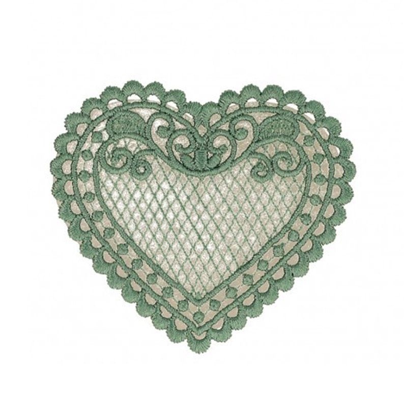 Ecusson coeur dentelle - Vert