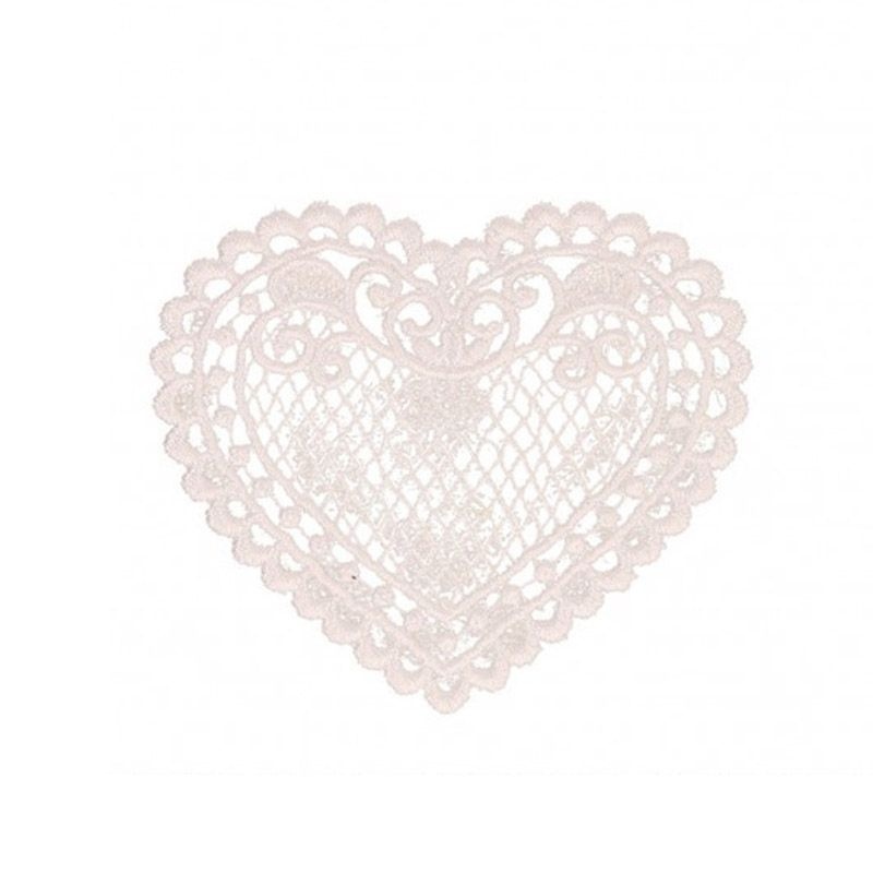 Ecusson coeur dentelle - Blanc
