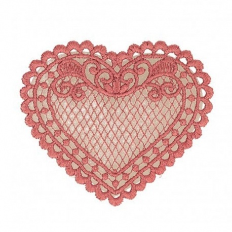 Ecusson coeur dentelle - Fuchsia