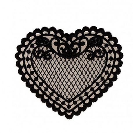 Ecusson coeur dentelle - Noir