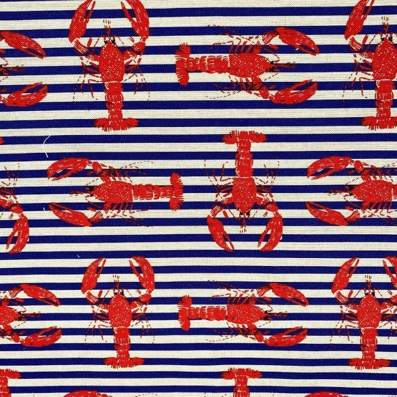 Tissu Toile Imprimée Lobster Navy