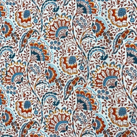 Tissu Cretonne Masala Bleu
