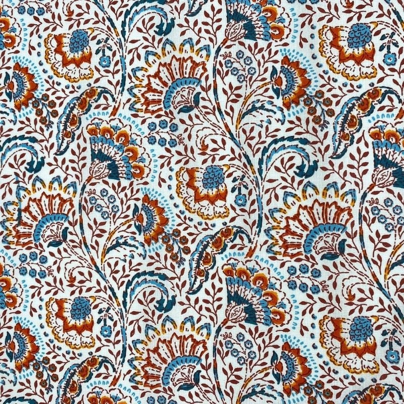 Tissu Cretonne Masala Bleu