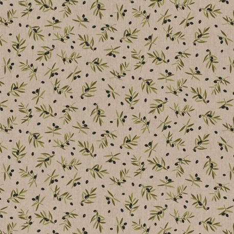 Tissu Demi Panama Black Olive Fond Coloris Lin