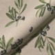 Tissu Demi Panama Olive Branch Fond Coloris Lin