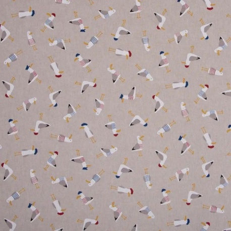 Tissu Demi Panama Seagull Dress Up Fond Coloris Lin