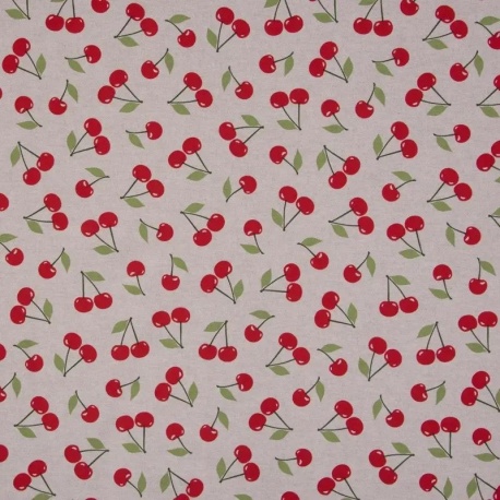 Tissu Demi Panama Cherry Happy Joy Fond Coloris Lin