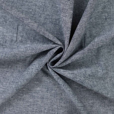Tissu Lin Melangé Pepino Uni Bleu Marine