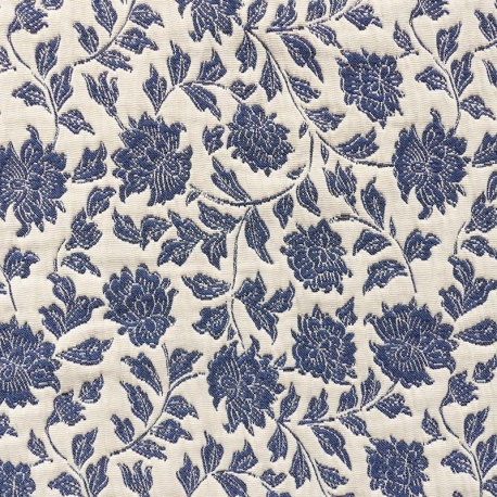 Tissu Jacquard Deepsi Blanc et Bleu 