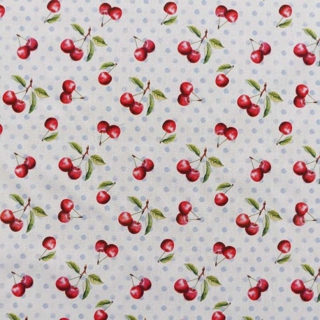 Tissu Imprimé Cherry Blanc