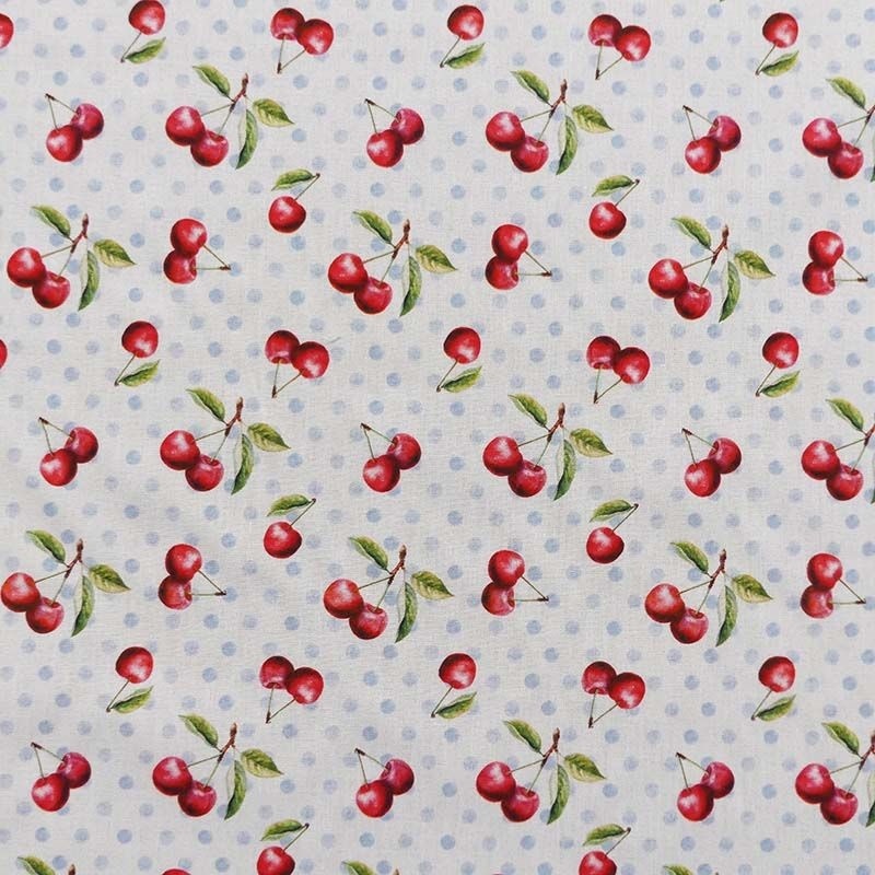 Tissu Imprimé Cherry Blanc