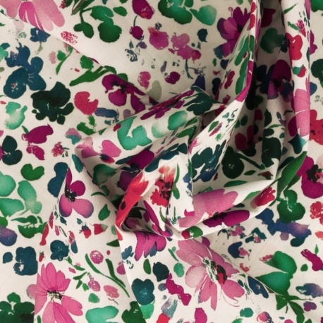 Tissu Popeline Imprimée Digitale Fuchsia 
