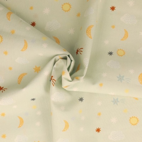 Tissu Popeline Imprimée Digitale Enfant Ciel 