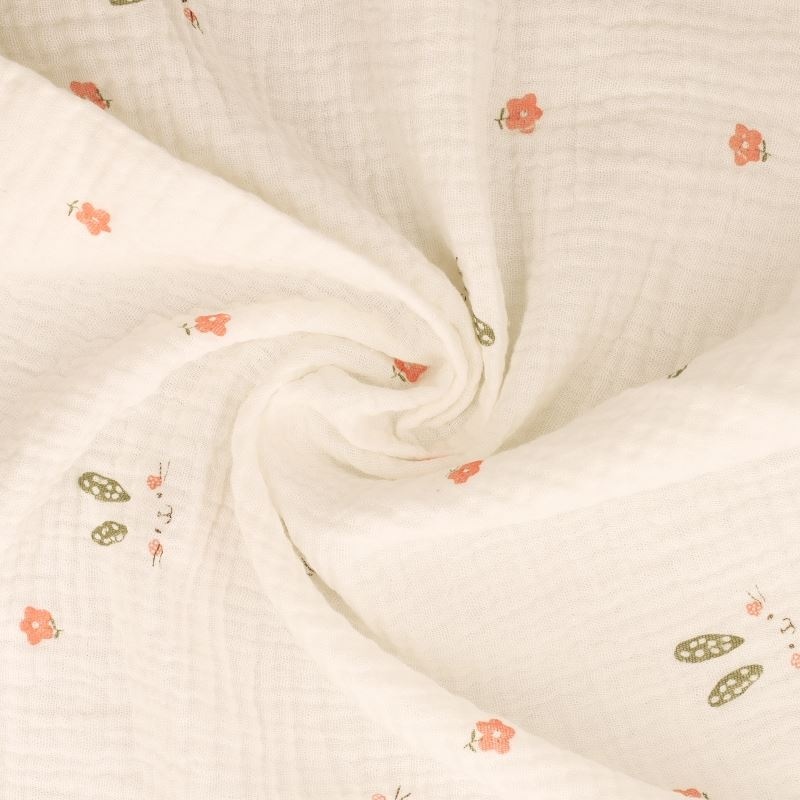 Tissu Double Gaze Imprimée Lapin 