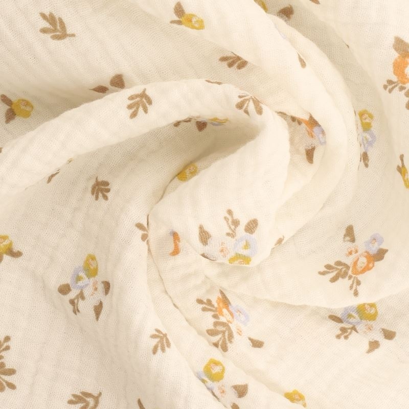 Tissu Double Gaze Imprimée Fleurs 