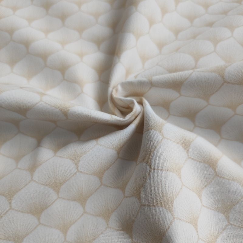 Tissu Popeline Eventails Ecru