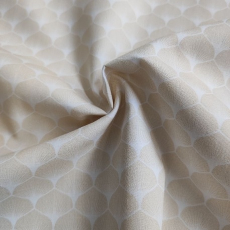 Tissu Popeline Eventails Beige