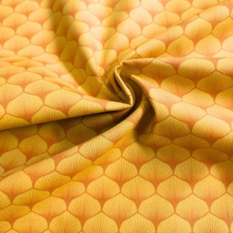 Tissu Popeline Eventails Orange 