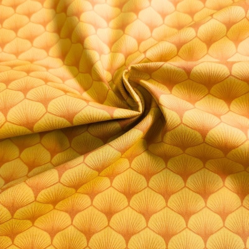 Tissu Popeline Eventails Orange 