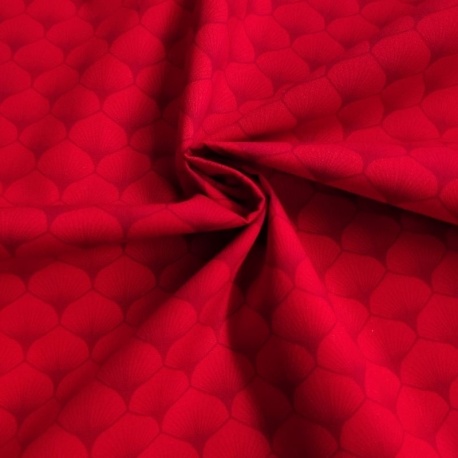 Tissu Popeline Eventails Rouge 