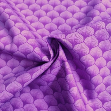 Tissu Popeline Eventails Violet 