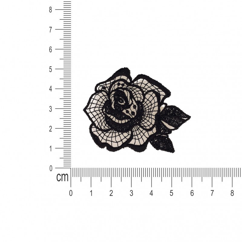 Ecusson fleur dentelle - Noir