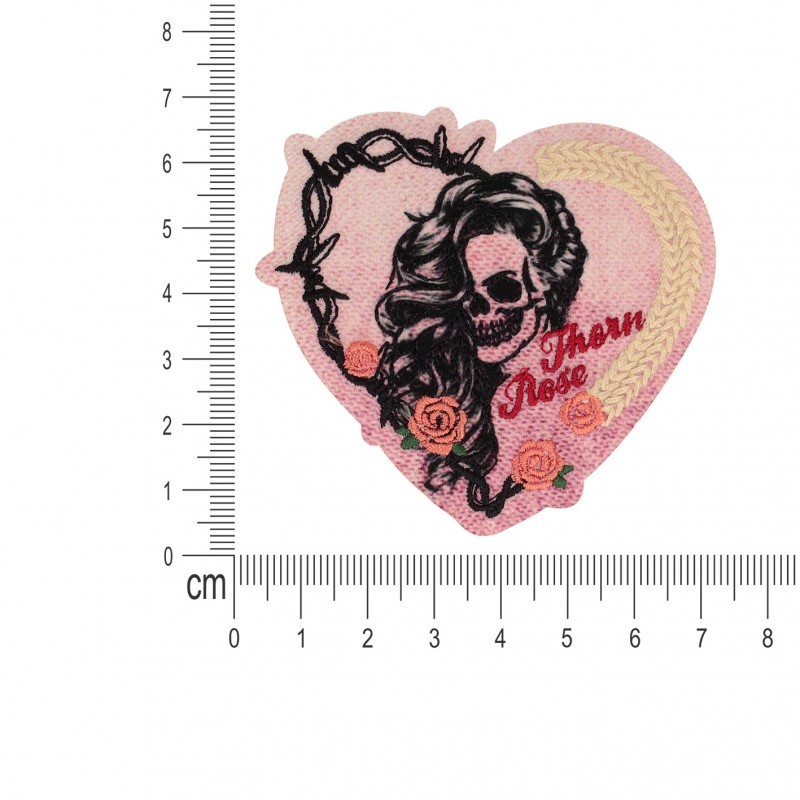 Ecusson fond denim - Tête de mort femme