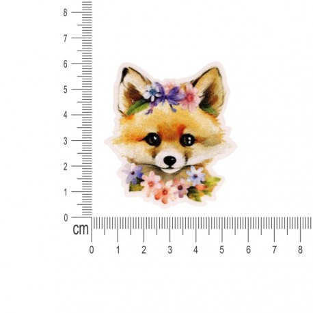 Ecusson tetes d'animaux fleuris - Renard