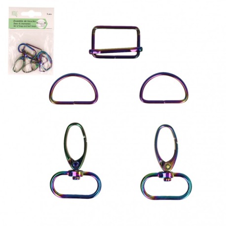 Mousqueton mix arc en ciel *5