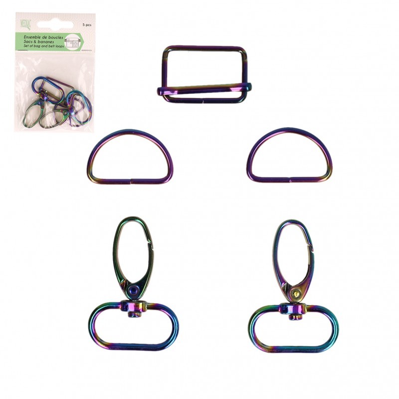 Mousqueton mix arc en ciel *5