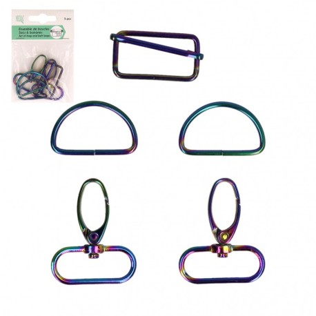 Mousqueton mix arc en ciel *5