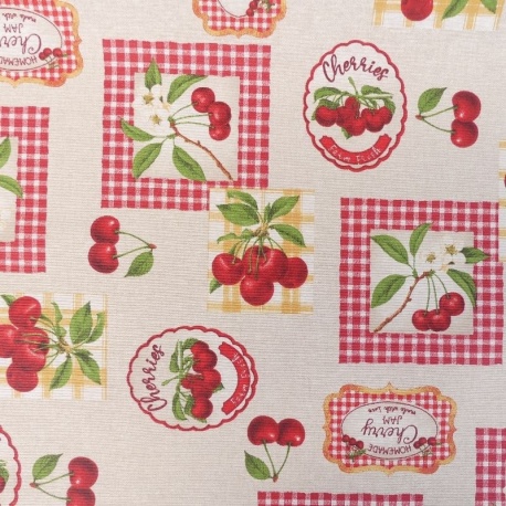 Tissu Enduit Delicia Cerise Rouge 