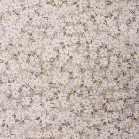 Tissu Imprimé Pradera Fleurs Beige