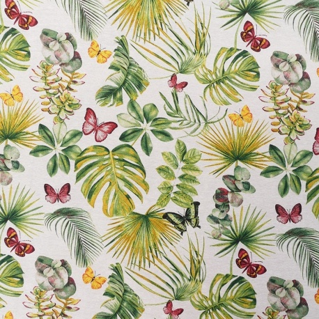 Tissu Imprimé Vaiana Feuilles Vert