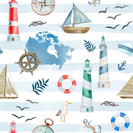 Tissu Popeline Moments Marin 