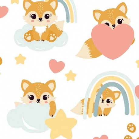 Tissu Coton Imprimé Nuage Multico