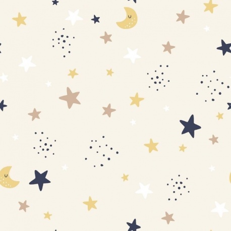 Tissu Coton Imprimé Luciole Naturel